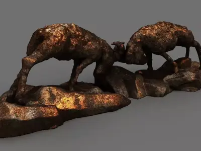 Statue of sheep Low-poly 3D model