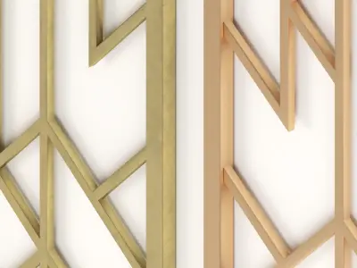 Decorative gold plaster partition screen with geometric pattern 3D model get