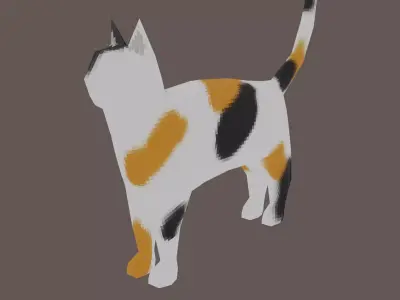 Low-Poly Cat with Multiple Textures Low-poly 3D model