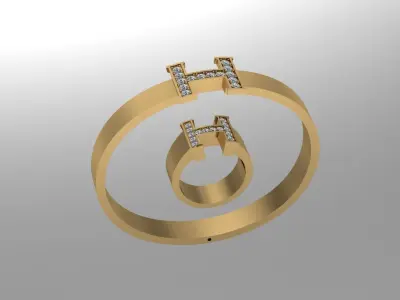 Hermes rings and bangle NN073 3D print model