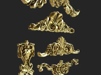 orgament set of gold ornaments 3D model