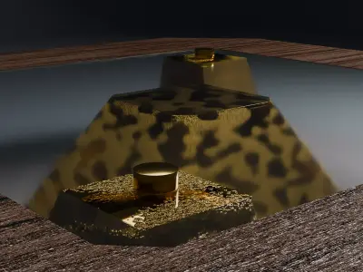 Modern Glass Table - Golden Low-poly 3D model