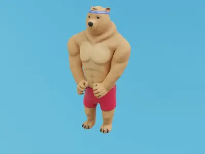 Bear athlete Low-poly 3D model