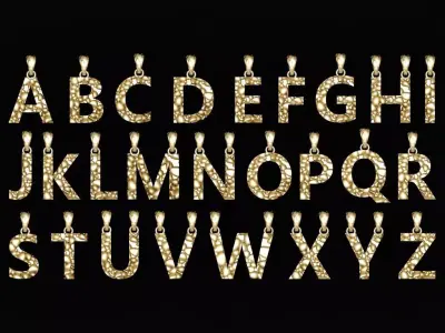 AtoZ LETTERS Alphabets ROCKS PENDANT 3D print model 3D print model