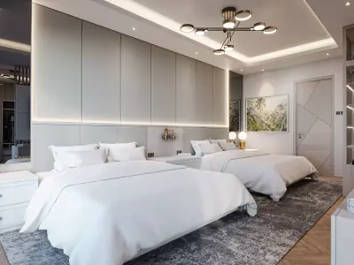 Hotel Suite Bedroom Blender - Fbx - Obj 3D model