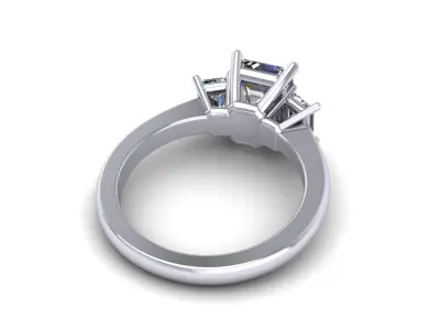 Three Stone Diamond Ring R03 3D print model