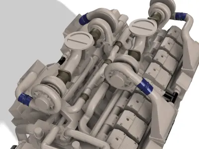 Cummins QSK60 CM500 DIESEL ENGINE 3D print model