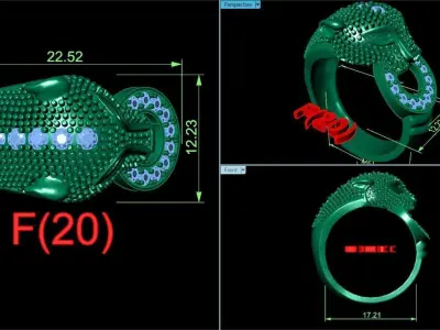 leopard bite ring 3D print model