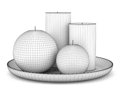 Orange Candles Set 3D model