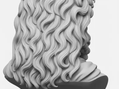 LionHeaded Man Bust Mythical Hybrid Sculpture Intricate Details Low-poly 3D model