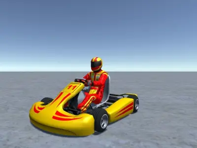 Low Poly Kart With Player 2 Low-poly 3D model