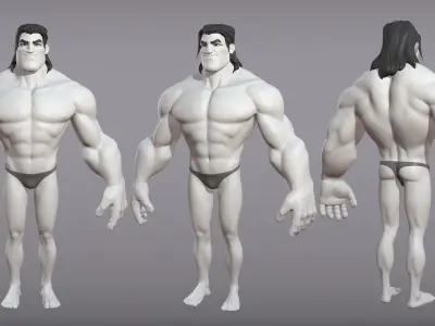 Cartoon male character Sam base mesh 3D model
