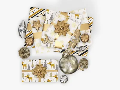 Decorated Christmas gifts 03 3D model