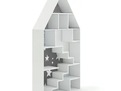 House Shape Shelf with Patterned Back 3D model