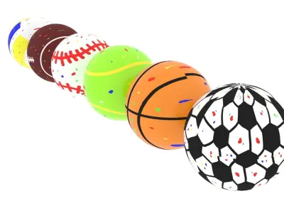 Sports Ball Jawbreaker Candies Set 3D model