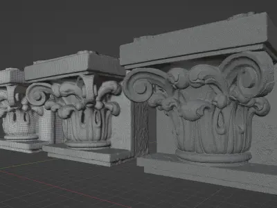 3D Scan of a Decorative Architectural Capital Low-poly 3D model