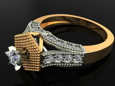 Women Ring 66 solitaire diamond cut engagement ring for women 3D print model