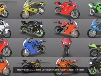 Heavy Bikes 3D Models Collections Game Ready Asset 3D Model Pack