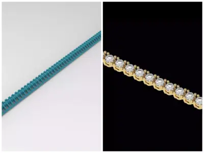 Tennis  Flexible  Bracelet 2 5mm Diamond 3D print model