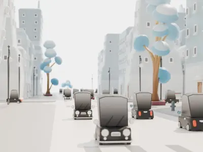 Simple City Cartoon Low-poly 3D model