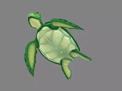 Cartoon Green Turtle Low-poly 3D model purchase