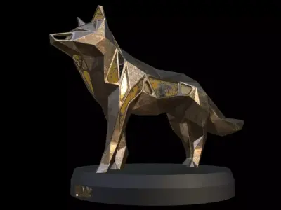 Steampunk Fox Pose Low-poly 3D model
