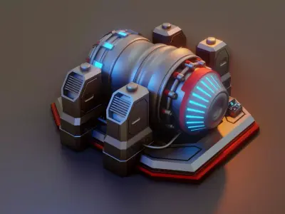 Sci-Fi Power Generator - Low Poly - Game Ready - PBR Low-poly 3D model