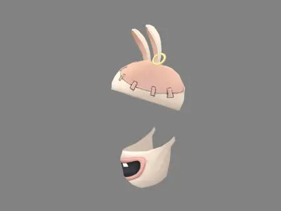 Cartoon doll rabbit mask decoration Low-poly 3D model