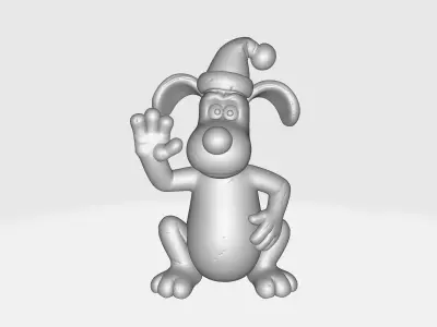 Cute Christmas Dog Figurine Holiday Decor Cartoon Style 3D print model