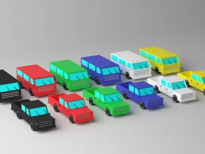 Cartoon Car Van Pick-up Truck Low-poly 3D model