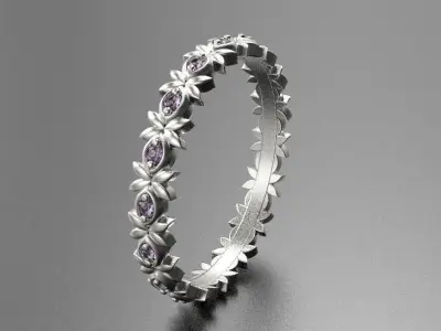 Floral ornament engagement ring 3D print model