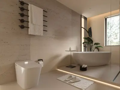 Luxury family bathroom shower room 3D model