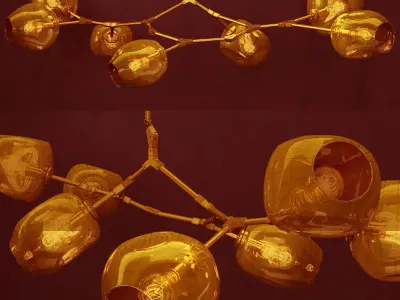 Branching bubble 7 lamps CLEAR  COPPER 3D model