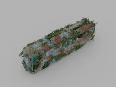 Damaged Rusty Bus Low-poly 3D model