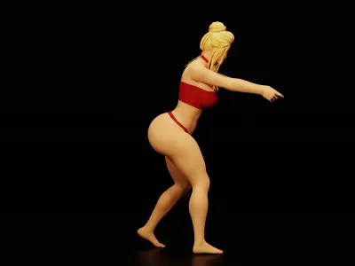 Volleyball Girl Receiving Pose Low-poly 3D model