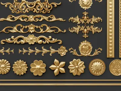 Classic carvings moldings and gypsum cornice 29 3D model