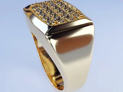 Ring for men with gems at the top Free 3D print model