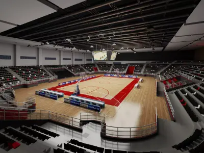 Indoor Basketball Arena 3D Model Low-poly 3D model