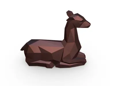 deer figurine low poly 3D print model
