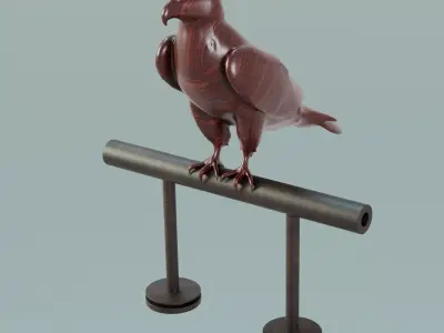 House Decoration Eagle Wood Statue Low-poly 3D model