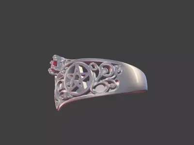 Pentagram Filigree Ring With Gem 3D print model