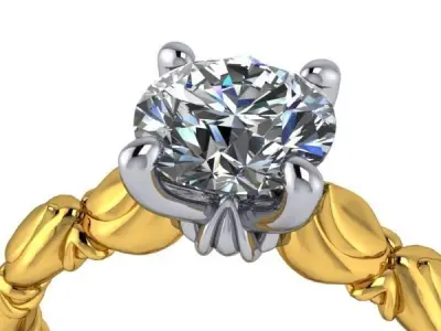 1 Carat Vintage Classic Solitaire Ring Hand Crafted design style 3D print model