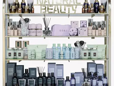 Large rack with makeup cosmetics in a beauty salon 3D model