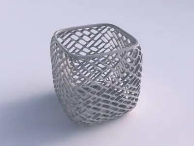 Vase quadratic stumpy with lattice tiles 3D print model
