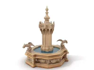 Gothic Dragon Fountain model pack Low-poly 3D model