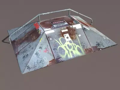 Rail Ractangle Skate Ramp Low Poly 3d Model Low-poly 3D model