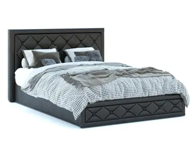 Bed - Sephora black leather 3D model