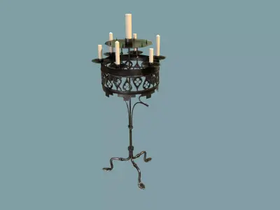 Medieval Candle Holder Low-poly 3D model