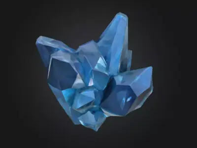 Blue Crystal Cluster Low-poly 3D model
