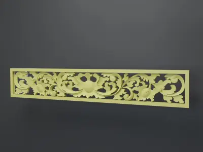 Decorative carving wood base mesh  3D model